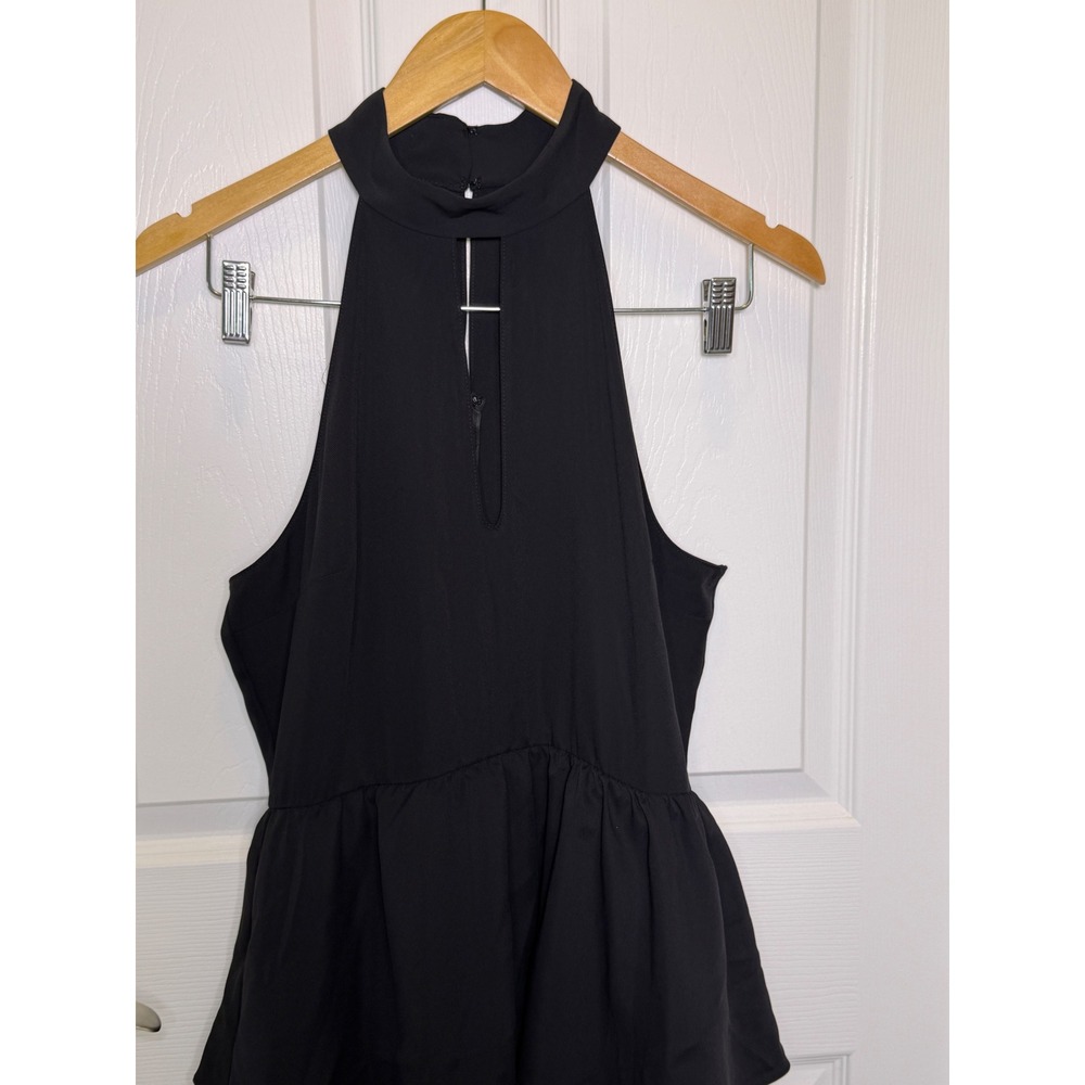Amanda Uprichard Shanae Dress Women Size‎ M Black Tiered Halter Midi Keyhole NEW - Picture 12 of 12